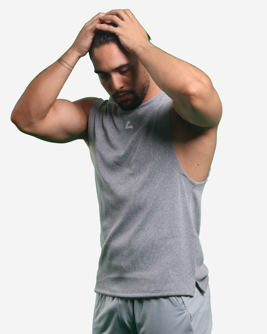 HEATHER GREY RIBTECH SLEEVELESS