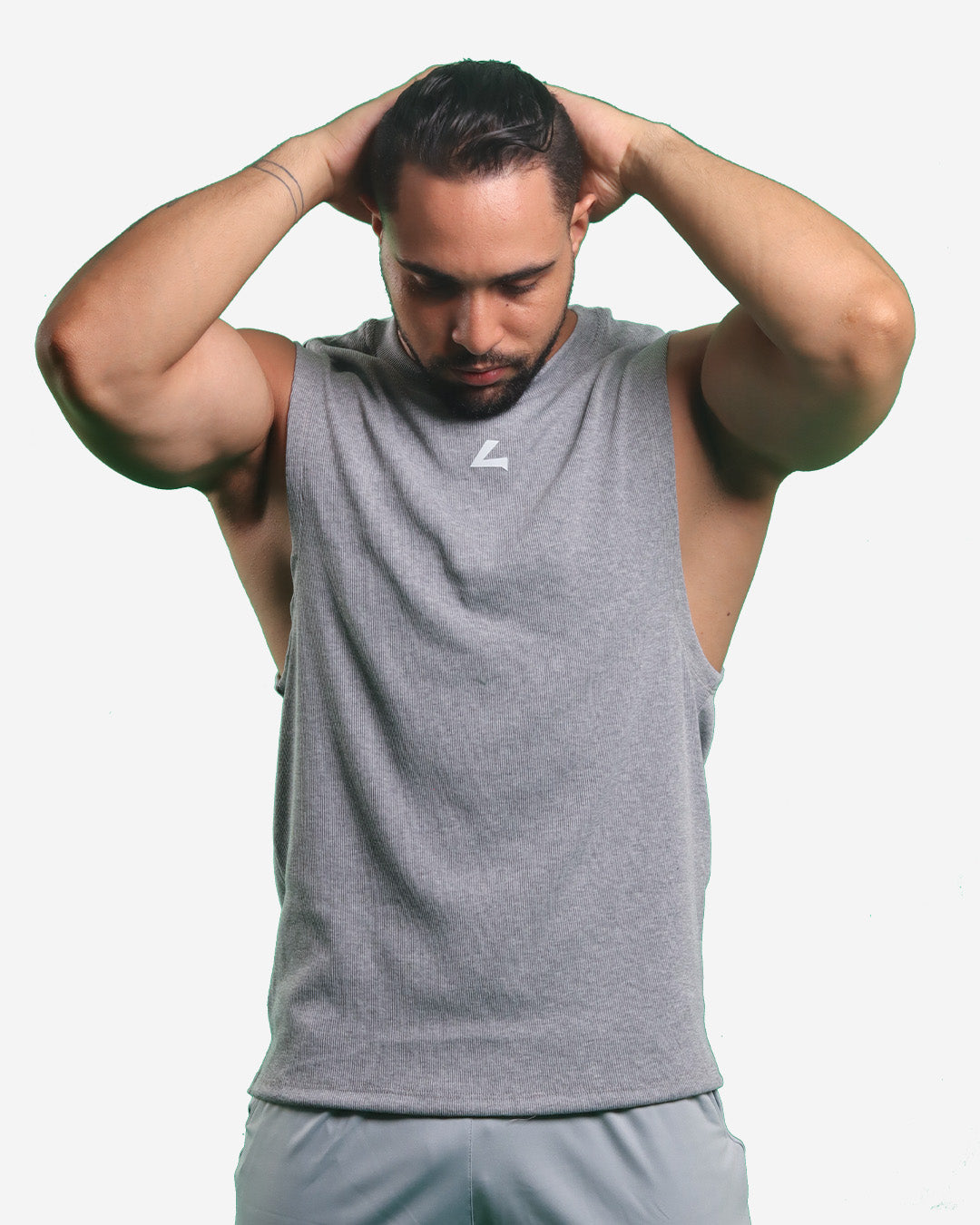 HEATHER GREY RIBTECH SLEEVELESS