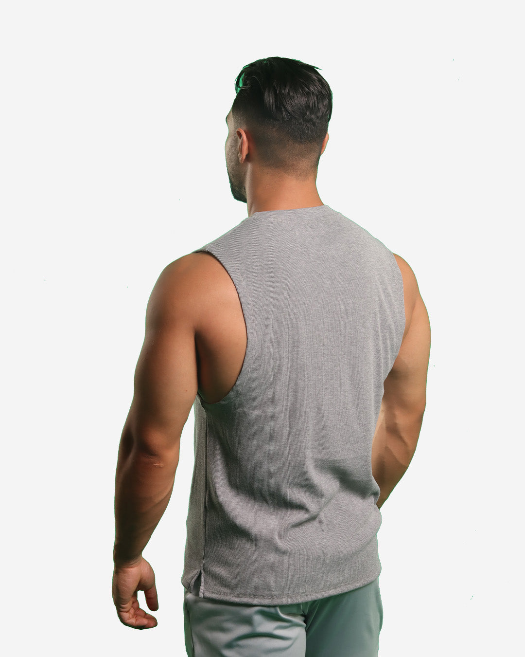 HEATHER GREY RIBTECH SLEEVELESS