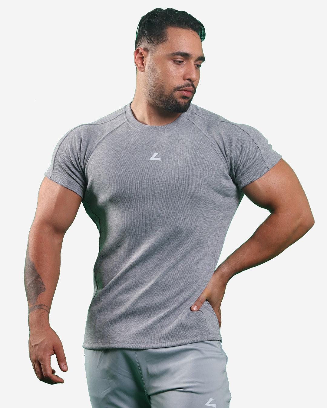 HEATHER GREY RIBTECH T-shirt