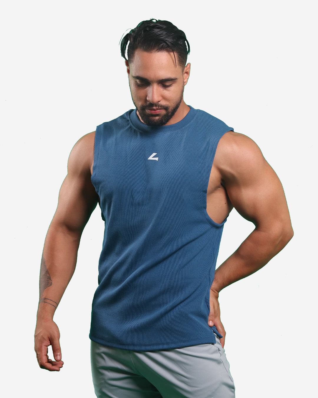 STEEL BLUE RIBTECH SLEEVELESS