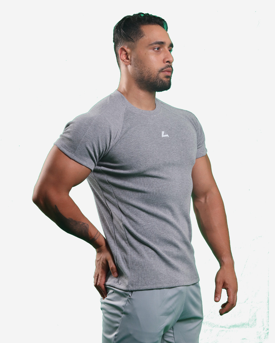 HEATHER GREY RIBTECH T-shirt