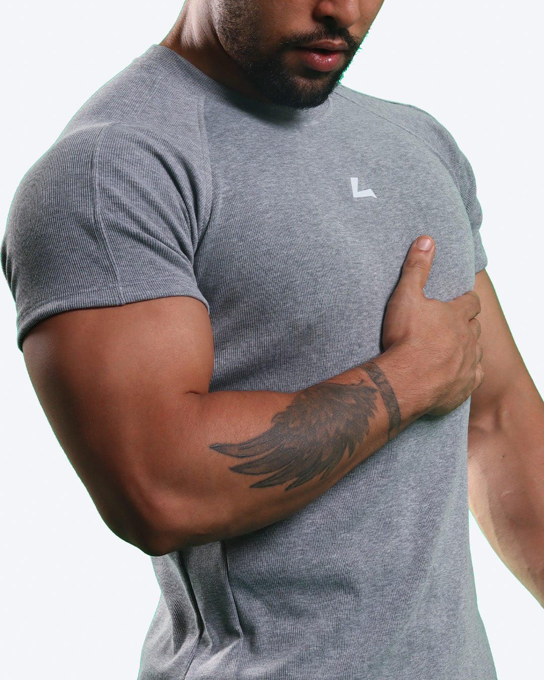 HEATHER GREY RIBTECH T-shirt
